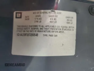 2008 Chevrolet Cobalt LT with VIN 1G1AL58F287280548, listed as a Copart auction lot 53942585 with 104,920 mi miles and Salvage Title. Bid and sale history available at DreamBid. Image 12.