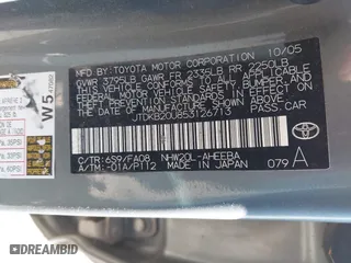 2005 Toyota Prius with VIN JTDKB20U853126713, listed as a IAAI auction lot 41830723 with 1 mi miles. Bid and sale history available at carsss.com. Image 9.