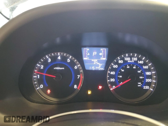 2016 Hyundai Accent SE with VIN KMHCT4AE5GU991927, listed as a Copart auction lot 58216255 with 115,145 mi miles and Clean title. Bid and sale history available at DreamBid. Image 9.