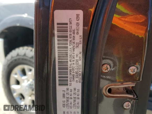 2020 Ram 2500 Laramie with VIN 3C6UR5FL6LG122309, listed as a Copart auction lot 48019295 with 57,352 mi miles and Salvage Title. Bid and sale history available at carsss.com. Image 12.