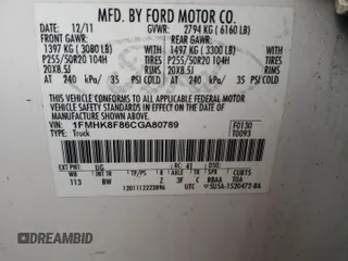 2012 Ford Explorer Limited с VIN 1FMHK8F86CGA80789, выставлен на аукционе Copart как лот 61565384 с пробегом Не указан миль и Чистый • Clean title. История ставок и продаж доступна на DreamBid. Изображение 13.