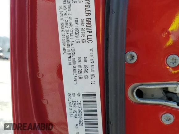 2013 Dodge Dart SXT with VIN 1C3CDFBA7DD143685, listed as a Copart auction lot 51057235 with 170,359 mi miles and Salvage Title. Bid and sale history available at carsss.com. Image 13.