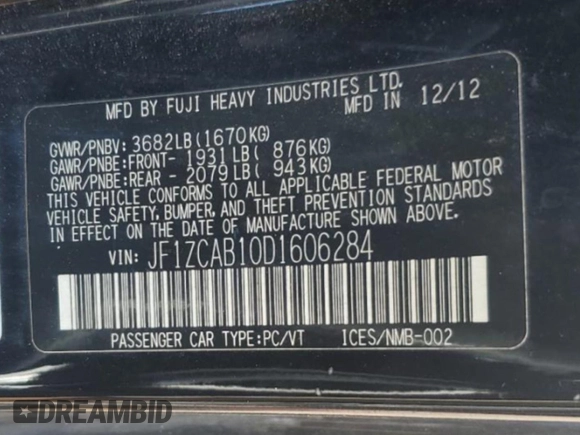 2013 Subaru BRZ Premium with VIN JF1ZCAB10D1606284, listed as a Copart auction lot 72280914 with 115,218 mi miles and Salvage Title. Bid and sale history available at carsss.com. Image 13.
