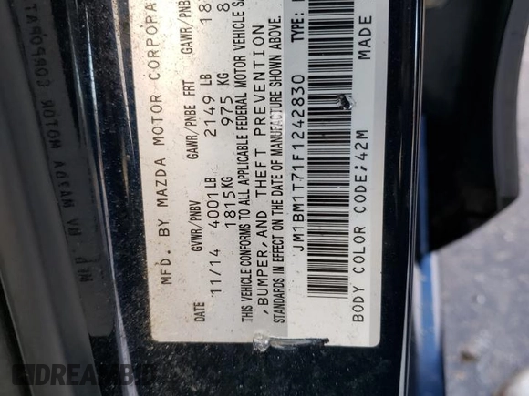 2015 Mazda 3 i SV with VIN JM1BM1T71F1242830, listed as a Copart auction lot 79832884 with Not Provided miles and Salvage Title. Bid and sale history available at DreamBid. Image 12.
