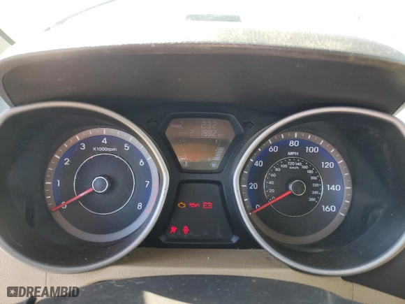 2013 Hyundai Elantra GLS PZEV with VIN KMHDH4AE1DU999945, listed as a Copart auction lot 48854195 with 211,992 mi miles and Salvage Title. Bid and sale history available at carsss.com. Image 9.