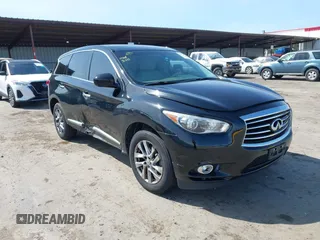 2013 Infiniti JX35 with VIN 5N1AL0MN5DC324112, listed as a IAAI auction lot 41794165 with 129,324 mi miles. Bid and sale history available at carsss.com. Image 1.
