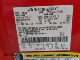 2014 Ford F-150 XL with VIN 1FTFW1EF8EFB59235, listed as a Copart auction lot 54677625 with 179,931 mi miles and Salvage title. Bid and sale history available at DreamBid. Image 12.