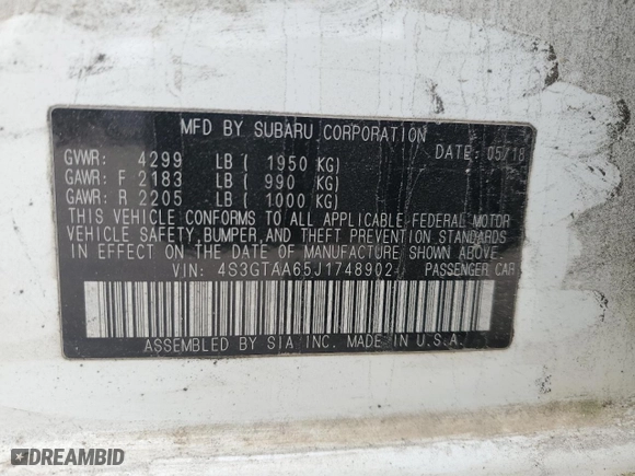 2018 Subaru Impreza with VIN 4S3GTAA65J1748902, listed as a Copart auction lot 87966335 with 72,214 mi miles and Salvage Title. Bid and sale history available at carsss.com. Image 14.