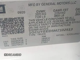 2021 Chevrolet Silverado 1500 RST with VIN 1GCUYEED5MZ102513, listed as a IAAI auction lot 41895435 with 94,438 mi miles. Bid and sale history available at carsss.com. Image 9.