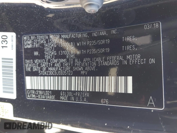 2018 Toyota Sienna SE with VIN 5TDXZ3DC9JS935123, listed as a IAAI auction lot 41955203 with 108,612 mi miles and . Bid and sale history available at DreamBid. Image 9.