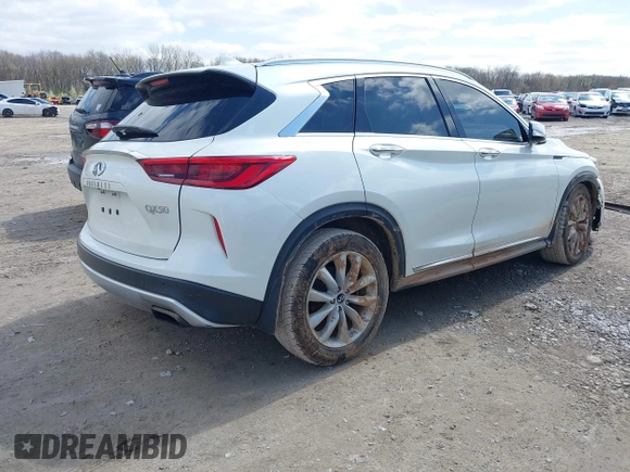 2019 Infiniti QX50 Luxe with VIN 3PCAJ5M33KF119894, listed as a IAAI auction lot 41921395 with 74,797 mi miles and . Bid and sale history available at DreamBid. Image 4.