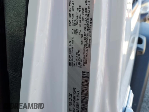 2024 Jeep Wrangler Sport S with VIN 1C4PJXDN8RW105678, listed as a Copart auction lot 44946285 with 22,102 mi miles and Salvage title. Bid and sale history available at DreamBid. Image 13.