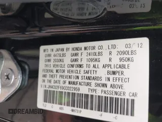 2012 Acura TSX Technology z VIN JH4CU2F69CC022959, wystawiony jako IAAI lot #41948967 z przebiegiem 201 177 mil mil oraz . Historia ofert i sprzedaży dostępna na DreamBid. Obrazek 9.