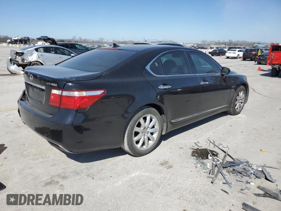 2008 Lexus LS 460 with VIN JTHBL46F585065698, listed as a Copart auction lot 47990655 with Not Provided miles and Salvage Title. Bid and sale history available at DreamBid. Image 3.