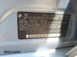 2010 BMW 3 Series 328i with VIN WBAUT9C53AA191278, listed as a Copart auction lot 68173044 with 72,864 mi miles and Salvage title. Bid and sale history available at DreamBid. Image 12.