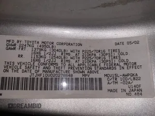 2002 Lexus RX 300 с VIN JTJHF10U020278648, выставлен на аукционе IAAI как лот 42312227 с пробегом Не указан миль и . История ставок и продаж доступна на DreamBid. Изображение 9.