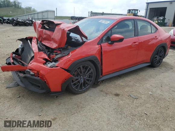 2023 Subaru WRX Premium z VIN JF1VBAF64P9815296, wystawiony jako Copart lot #56977025 z przebiegiem 35 231 mil mil oraz Szkoda całkowita • Salvage title. Historia ofert i sprzedaży dostępna na DreamBid. Obrazek 1.
