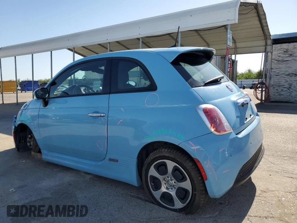 2017 FIAT 500e with VIN 3C3CFFGEXHT565603, listed as a Copart auction lot 61594175 with 57,428 mi miles and Salvage title. Bid and sale history available at DreamBid. Image 2.
