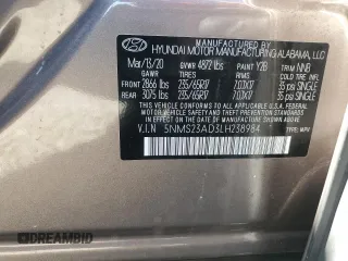 2020 Hyundai Santa Fe SE with VIN 5NMS23AD3LH238984, listed as a Copart auction lot 48313335 with 35,626 mi miles and Non Repairable. Bid and sale history available at carsss.com. Image 15.