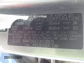 2010 Kia Forte EX z VIN KNAFU4A21A5118825, wystawiony jako IAAI lot #42138046 z przebiegiem 250 125 mil mil oraz . Historia ofert i sprzedaży dostępna na DreamBid. Obrazek 9.
