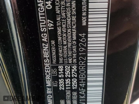 2024 Mercedes-Benz C 300 with VIN W1KAF4HB0RR219264, listed as a Copart auction lot 48209655 with 756 mi miles and Salvage Title. Bid and sale history available at DreamBid. Image 13.