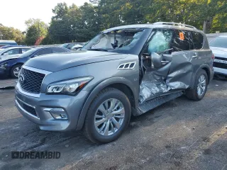 2017 Infiniti QX80 with VIN JN8AZ2NF9H9641632, listed as a Copart auction lot 66588634 with 103,172 mi miles and Salvage Title. Bid and sale history available at carsss.com. Image 1.