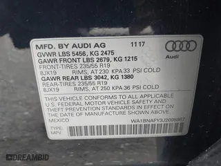 2018 Audi Q5 Premium Plus with VIN WA1BNAFY3J2095957, listed as a IAAI auction lot 40531503 with 64,195 mi miles. Bid and sale history available at carsss.com. Image 9.