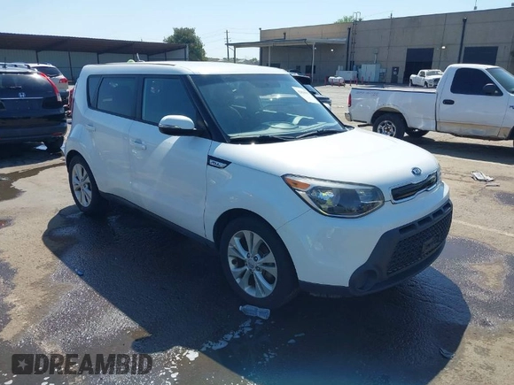 2014 Kia Soul + with VIN KNDJP3A58E7036528, listed as a IAAI auction lot 42014997 with 156,853 mi miles. Bid and sale history available at carsss.com. Image 1.