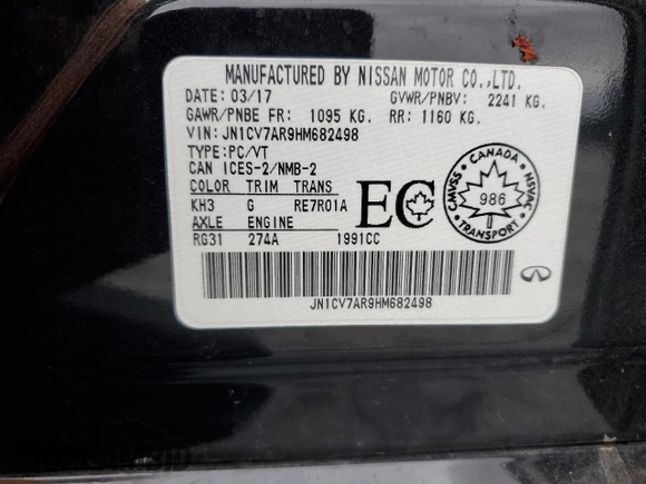 2017 Infiniti Q50 2.0t with VIN JN1CV7AR9HM682498, listed as a Copart auction lot 50911065 with 80,640 mi miles and Salvage Title. Bid and sale history available at carsss.com. Image 15.