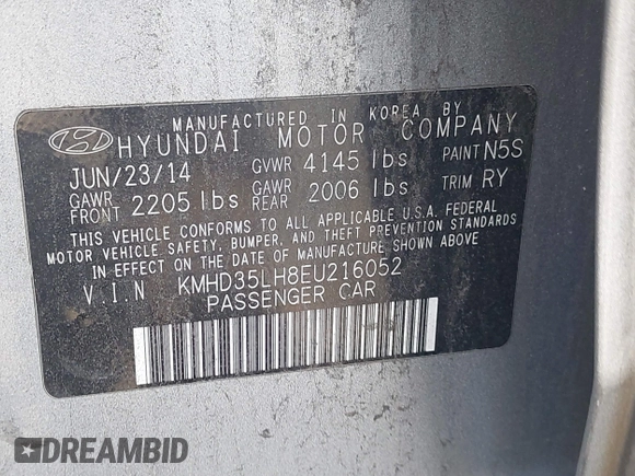 2014 Hyundai Elantra GT with VIN KMHD35LH8EU216052, listed as a IAAI auction lot 42102173 with 112,129 mi miles. Bid and sale history available at carsss.com. Image 9.