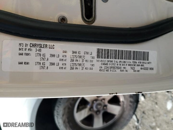 2009 Dodge Ram 1500 TRX with VIN 1D3HV18P99S795649, listed as a Copart auction lot 50473325 with 134,243 mi miles and Salvage Title. Bid and sale history available at carsss.com. Image 14.
