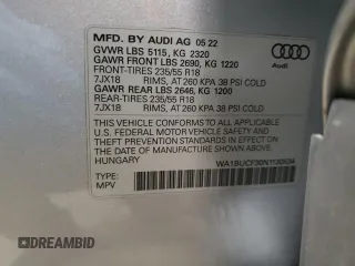 2022 Audi Q3 Premium Plus z VIN WA1BUCF30N1130534, wystawiony jako Copart lot #79628984 z przebiegiem 16 388 mil mil oraz Szkoda całkowita • Salvage title. Historia ofert i sprzedaży dostępna na DreamBid. Obrazek 14.