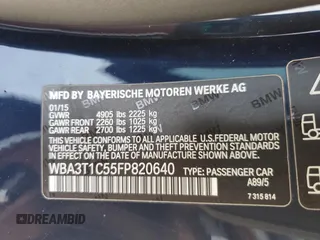 2015 BMW 4 Series 428i xDrive with VIN WBA3T1C55FP820640, listed as a Copart auction lot 60394605 with 111,288 mi miles and Salvage title. Bid and sale history available at DreamBid. Image 12.