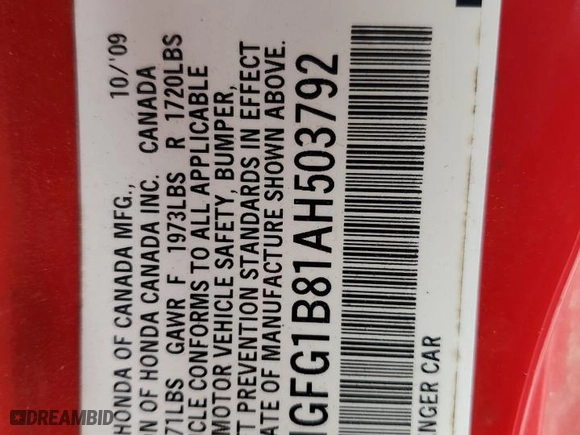 2010 Honda Civic Cpe EX with VIN 2HGFG1B81AH503792, listed as a Copart auction lot 51085935 with 146,514 mi miles and Salvage Title. Bid and sale history available at carsss.com. Image 14.