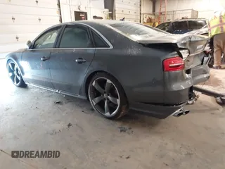 2015 Audi S8 with VIN WAUK2AFD0FN005369, listed as a IAAI auction lot 41312743 with 76,750 mi miles. Bid and sale history available at carsss.com. Image 3.