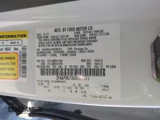 2016 Ford Fusion S with VIN 3FA6P0G7XGR302551, listed as a IAAI auction lot 41847453 with 99,058 mi miles. Bid and sale history available at carsss.com. Image 9.