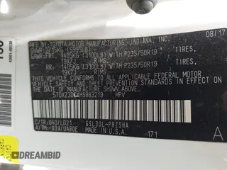 2017 Toyota Sienna SE with VIN 5TDXZ3DCXHS883219, listed as a IAAI auction lot 42104502 with 97,047 mi miles and . Bid and sale history available at DreamBid. Image 9.