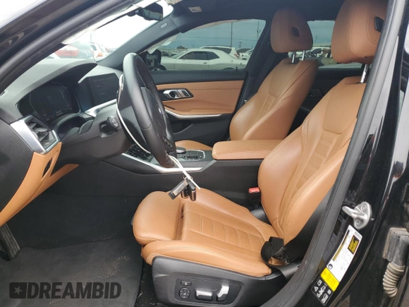 2021 BMW 3 Series 330i xDrive with VIN 3MW5R7J08M8B50434, listed as a Copart auction lot 55814435 with 56,824 mi miles and Salvage title. Bid and sale history available at DreamBid. Image 7.