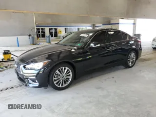 2023 Infiniti Q50 Luxe with VIN JN1EV7BR4PM542574, listed as a Copart auction lot 62003825 with 8,595 mi miles and Salvage title. Bid and sale history available at DreamBid. Image 1.