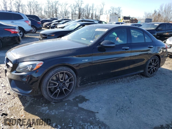 2017 Mercedes-Benz C 43 AMG with VIN 55SWF6EBXHU195218, listed as a Copart auction lot 41504645 with 97,108 mi miles and Salvage Title. Bid and sale history available at DreamBid. Image 1.