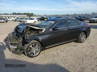 2018 Genesis G80 3.8L with VIN KMHGN4JE2JU284559, listed as a Copart auction lot 46582245 with 104,458 mi miles and Salvage Title. Bid and sale history available at carsss.com. Image 1.