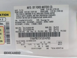 2015 Ford Mustang GT with VIN 1FA6P8CF5F5314703, listed as a IAAI auction lot 42151246 with 96,283 mi miles and . Bid and sale history available at carsss.com. Image 9.
