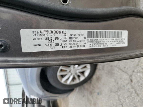 2013 Dodge Journey SXT with VIN 3C4PDCBG5DT695888, listed as a Copart auction lot 50302485 with 126,720 mi miles and Salvage Title. Bid and sale history available at DreamBid. Image 13.