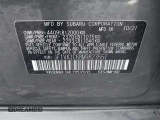2021 Subaru WRX Premium with VIN JF1VA1C68M9823551, listed as a IAAI auction lot 42014206 with 34,587 mi miles and . Bid and sale history available at DreamBid. Image 9.