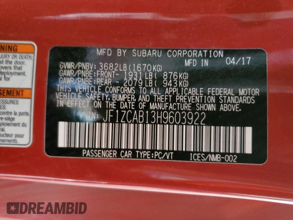 2017 Subaru BRZ Premium with VIN JF1ZCAB13H9603922, listed as a Copart auction lot 44733785 with 70,988 mi miles and Clean Title. Bid and sale history available at carsss.com. Image 12.