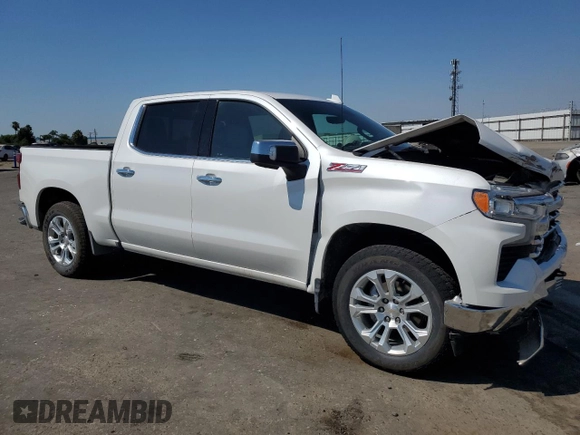 2023 Chevrolet Silverado 1500 LTZ with VIN 1GCUDGE86PZ318398, listed as a Copart auction lot 76702434 with 17,494 mi miles and Salvage Title. Bid and sale history available at carsss.com. Image 4.