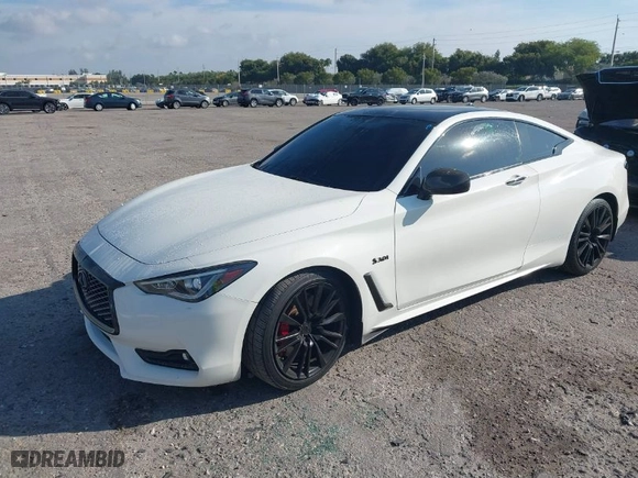 2017 Infiniti Q60 Red Sport 400 with VIN JN1FV7EK0HM611118, listed as a IAAI auction lot 41759521 with 85,905 mi miles. Bid and sale history available at carsss.com. Image 2.