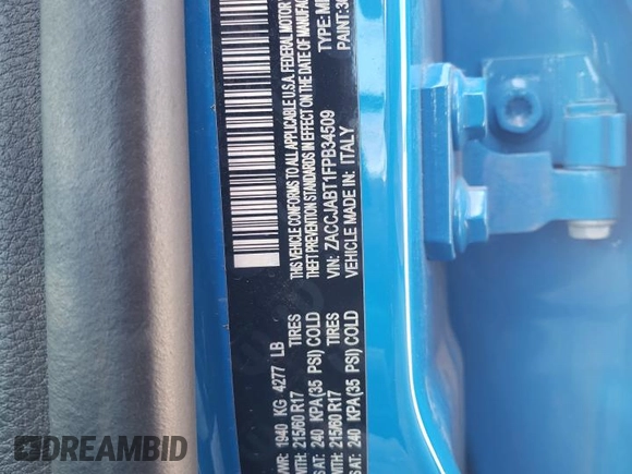 2015 Jeep Renegade Latitude with VIN ZACCJABT1FPB34509, listed as a Copart auction lot 52990165 with 53,098 mi miles and Salvage Title. Bid and sale history available at DreamBid. Image 13.
