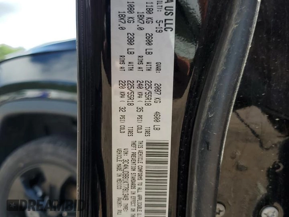 2019 Jeep Compass Altitude with VIN 3C4NJDBB1KT781349, listed as a Copart auction lot 55498805 with 40,365 mi miles and Salvage title. Bid and sale history available at DreamBid. Image 14.