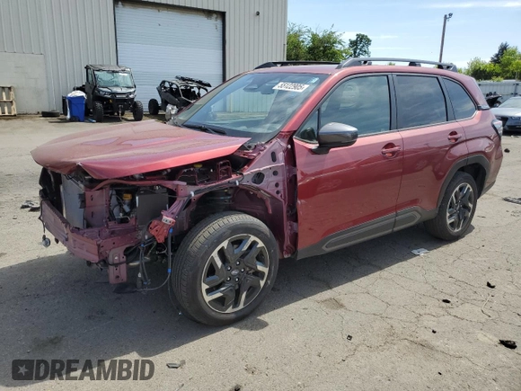 2025 Subaru Forester Limited z VIN JF2SLDRC0SH489669, wystawiony jako Copart lot #55122905 z przebiegiem 5 475 mil mil oraz Szkoda całkowita • Salvage title. Historia ofert i sprzedaży dostępna na DreamBid. Obrazek 1.
